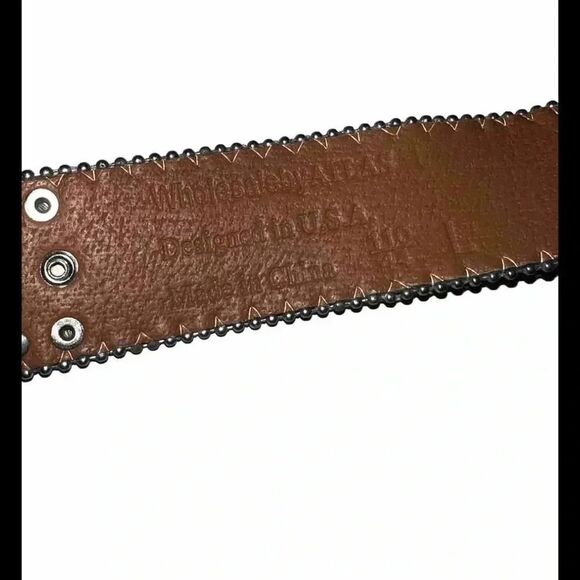 Wb Atlas Cowhide Leather Rhinestone Studded Women’s Belt Size Large - Picture 8 of 9